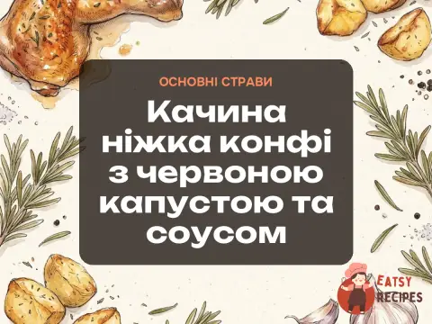 Качина ніжка конфі з червоною капустою та соусом