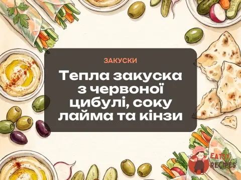 Тепла закуска з червоної цибулі, соку лайма та кінзи