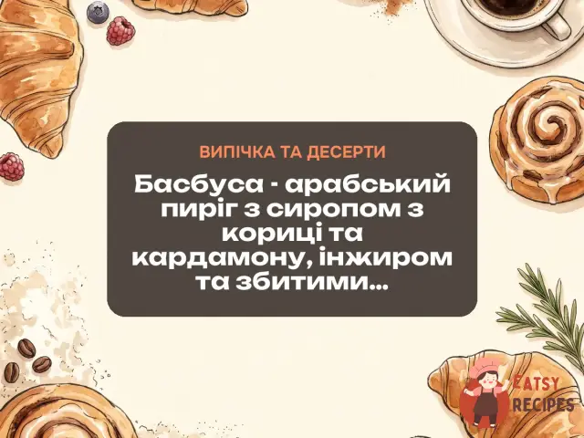 Басбуса - арабський пиріг з сиропом з кориці та кардамону, інжиром та збитими вершками.