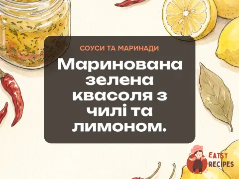 Маринована зелена квасоля з чилі та лимоном.