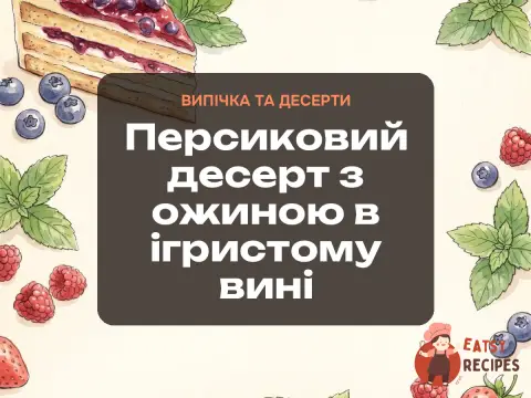 Персиковий десерт з ожиною в ігристому вині