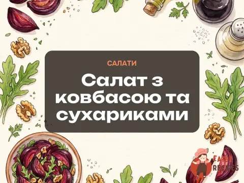 Салат з ковбасою та сухариками
