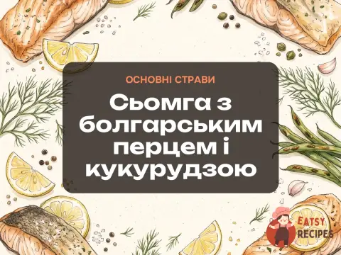 Сьомга з болгарським перцем і кукурудзою