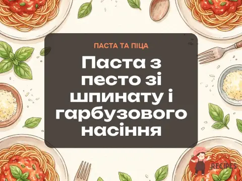 Паста з песто зі шпинату і гарбузового насіння