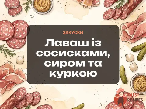 Лаваш із сосисками, сиром та куркою