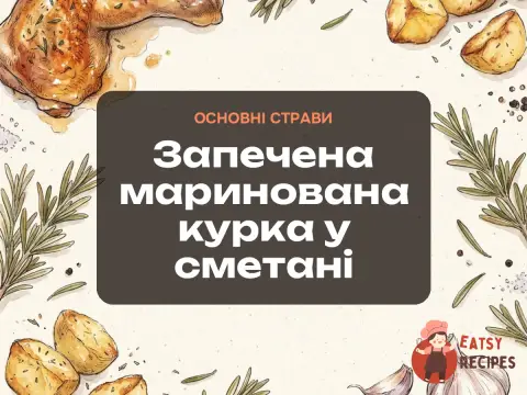 Запечена маринована курка у сметані