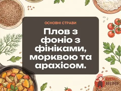 Плов з фоніо з фініками, морквою та арахісом.