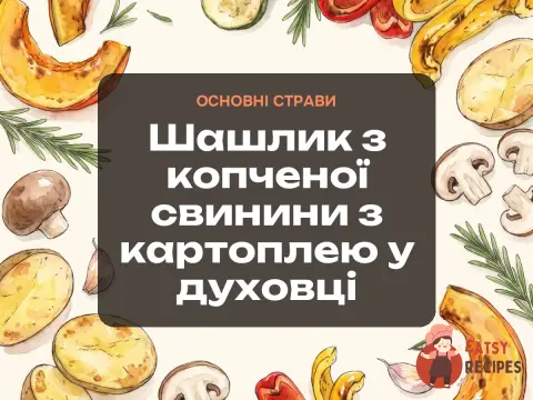 Шашлик з копченої свинини з картоплею у духовці