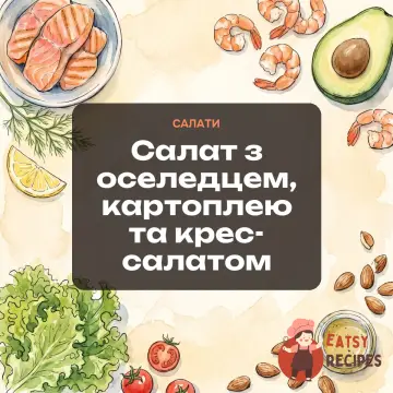 Салат з оселедцем, картоплею та крес-салатом