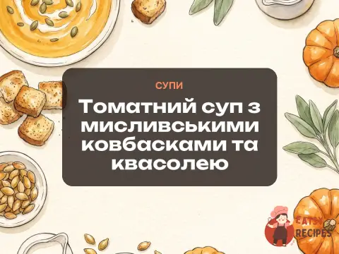 Томатний суп з мисливськими ковбасками та квасолею