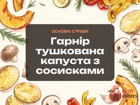 Гарнір тушкована капуста з сосисками
