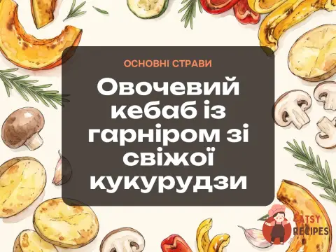 Овочевий кебаб із гарніром зі свіжої кукурудзи