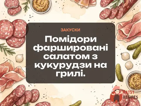 Помідори фаршировані салатом з кукурудзи на грилі.