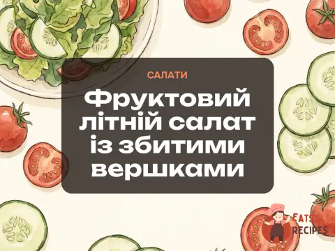 Фруктовий літній салат із збитими вершками