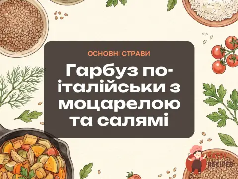 Гарбуз по-італійськи з моцарелою та салямі