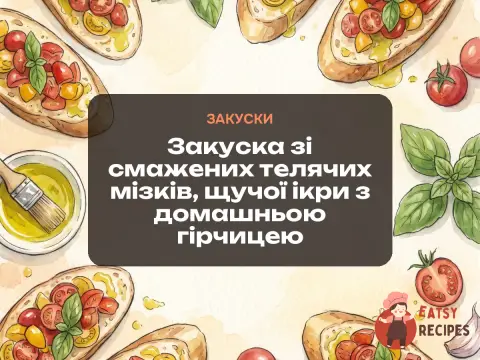 Закуска зі смажених телячих мізків, щучої ікри з домашньою гірчицею