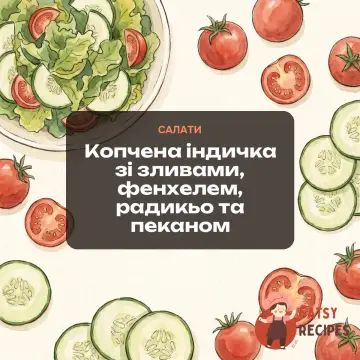 Копчена індичка зі зливами, фенхелем, радикьо та пеканом