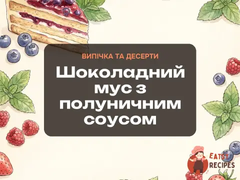 Шоколадний мус з полуничним соусом