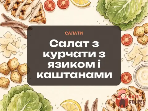 Салат з курчати з язиком і каштанами