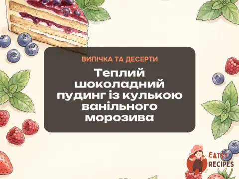 Теплий шоколадний пудинг із кулькою ванільного морозива
