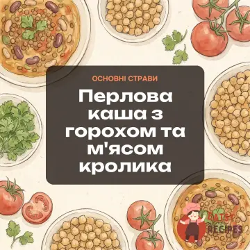 Перлова каша з горохом та м'ясом кролика