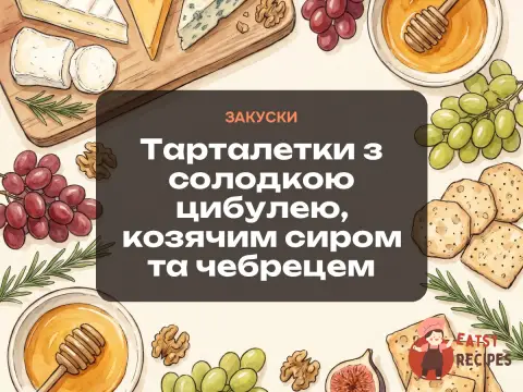 Тарталетки з солодкою цибулею, козячим сиром та чебрецем