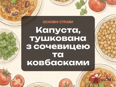 Капуста, тушкована з сочевицею та ковбасками