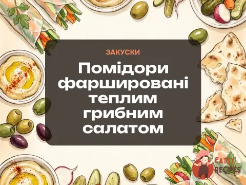 Помідори фаршировані теплим грибним салатом