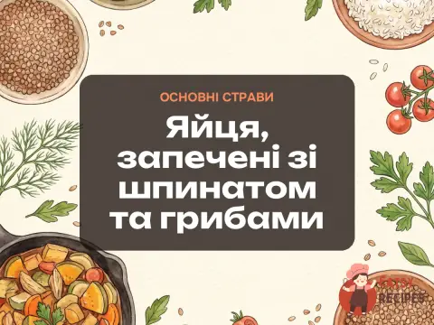 Яйця, запечені зі шпинатом та грибами