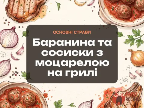 Баранина та сосиски з моцарелою на грилі