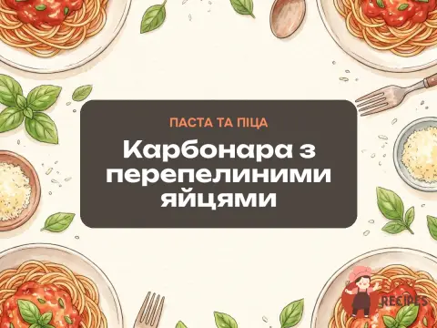 Карбонара з перепелиними яйцями