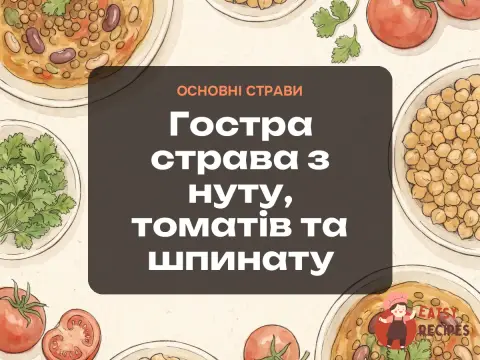 Гостра страва з нуту, томатів та шпинату
