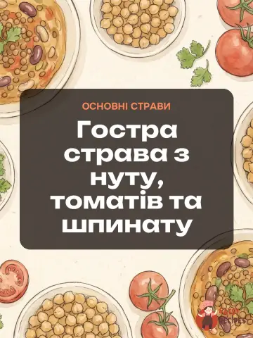 Гостра страва з нуту, томатів та шпинату
