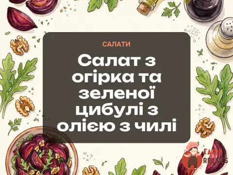 Салат з огірка та зеленої цибулі з олією з чилі
