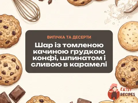 Шар із томленою качиною грудкою конфі, шпинатом і сливою в карамелі