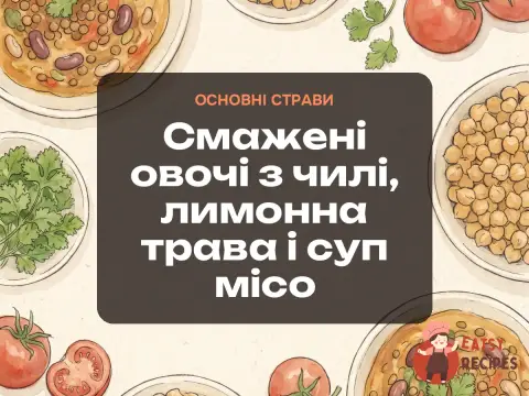 Смажені овочі з чилі, лимонна трава і суп місо