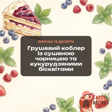 Грушевий коблер із сушеною чорницею та кукурудзяними бісквітами
