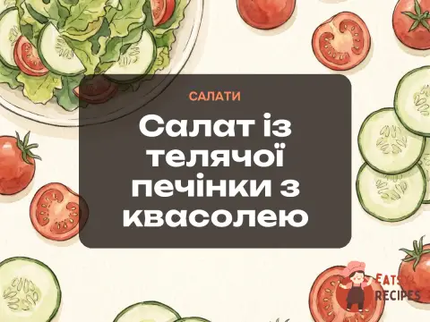 Салат із телячої печінки з квасолею