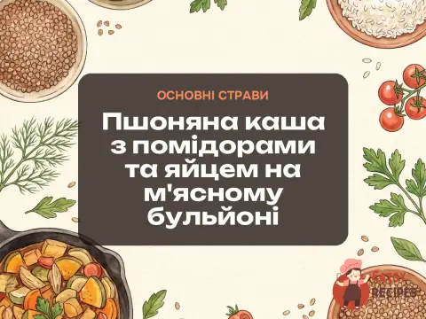 Пшоняна каша з помідорами та яйцем на м'ясному бульйоні