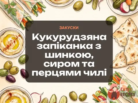 Кукурудзяна запіканка з шинкою, сиром та перцями чилі