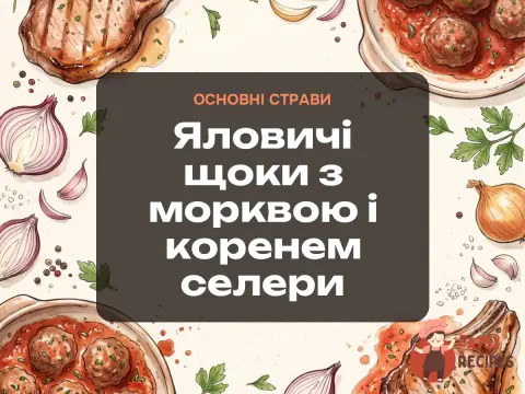 Яловичі щоки з морквою і коренем селери