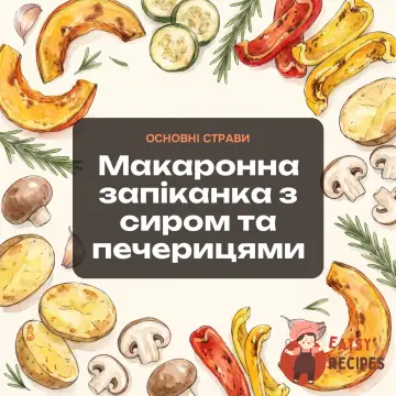 Макаронна запіканка з сиром та печерицями