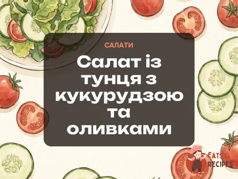 Салат із тунця з кукурудзою та оливками