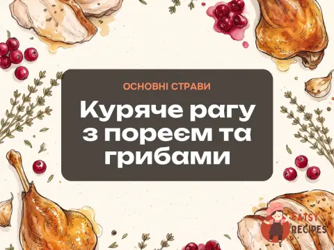 Куряче рагу з пореєм та грибами