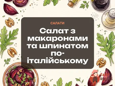 Салат з макаронами та шпинатом по-італійському