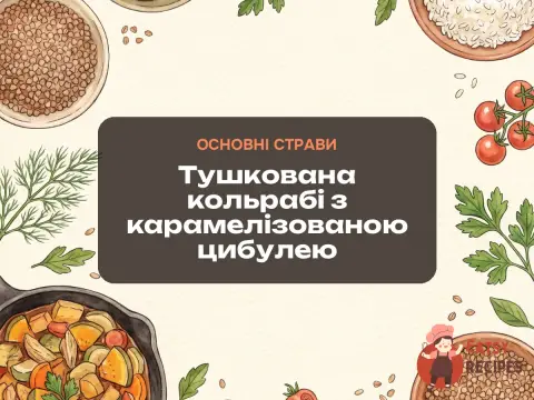 Тушкована кольрабі з карамелізованою цибулею