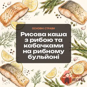 Рисова каша з рибою та кабачками на рибному бульйоні