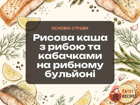 Рисова каша з рибою та кабачками на рибному бульйоні